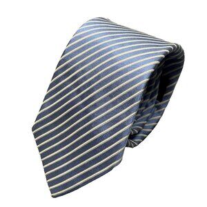 Loding Paris Tie 100% Silk Made in Italy Textured Striped Blue 3"